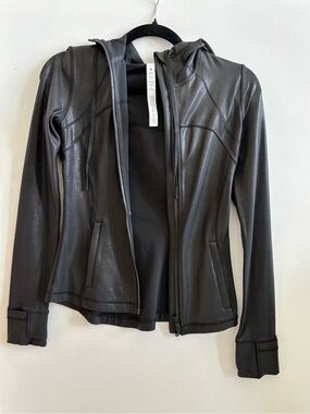 lululemon athletica Black Faux Leather Hooded Jacket